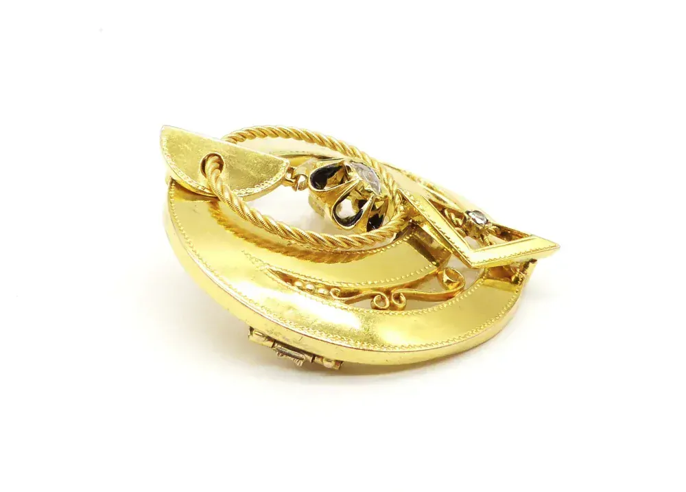 Zlatá brož 10,05g, diamantové routy