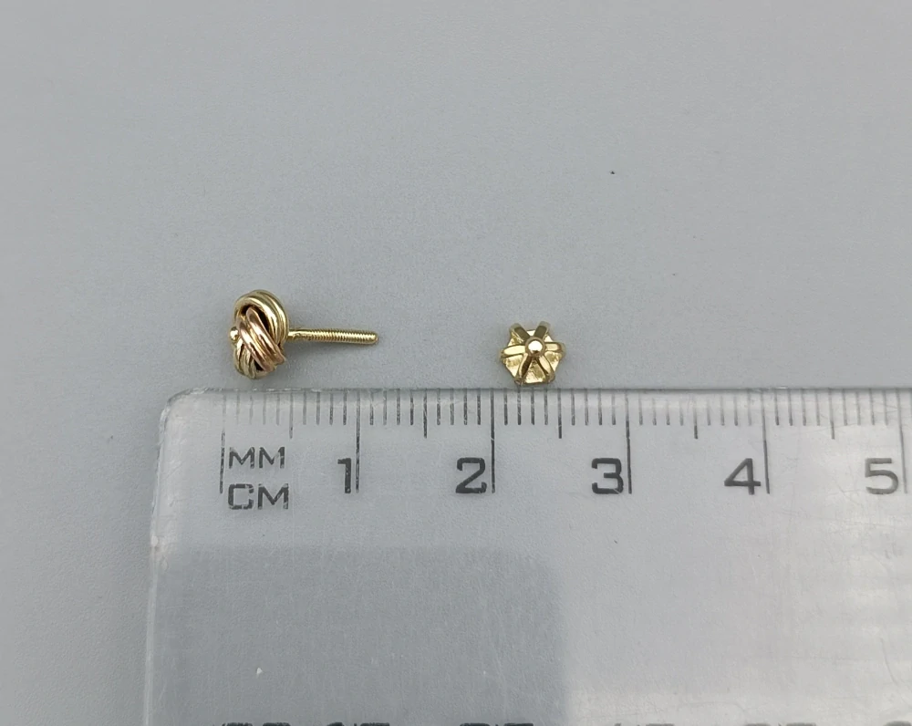 Zlatá náušnice 1ks 1,15g, zapínání na šroubek