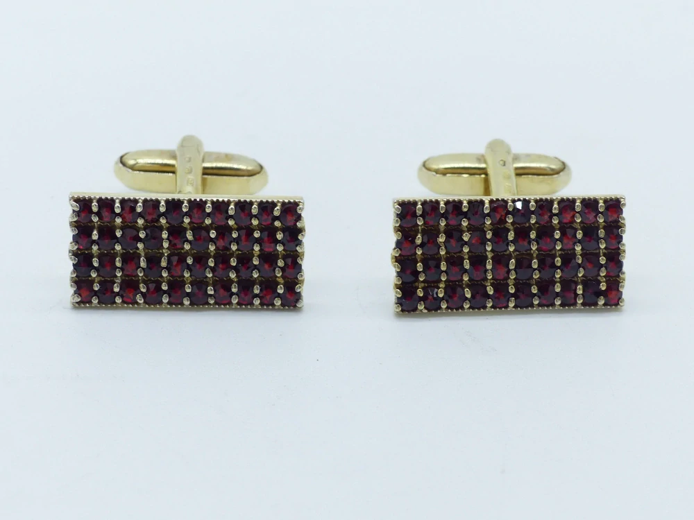 Stříbrné manžetové knoflíky 11,35g granát