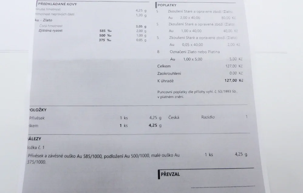 Zlatý přívěsek 4,25g, průměr 18mm