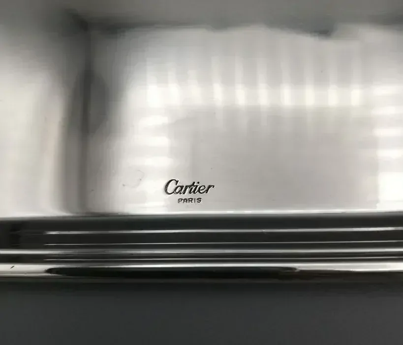 Luxusní stříbrný tác s panáky Cartier model Trinity