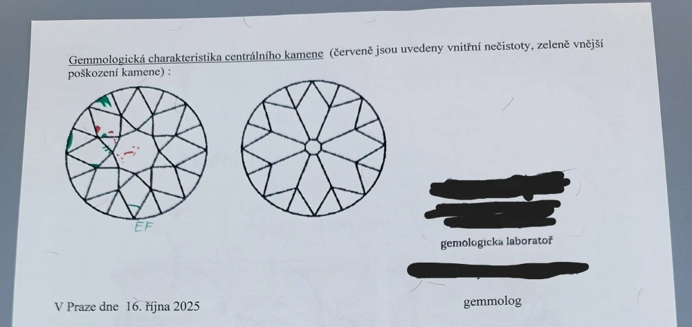 Zlatý prsten s diamantem 2,30g velikost 53